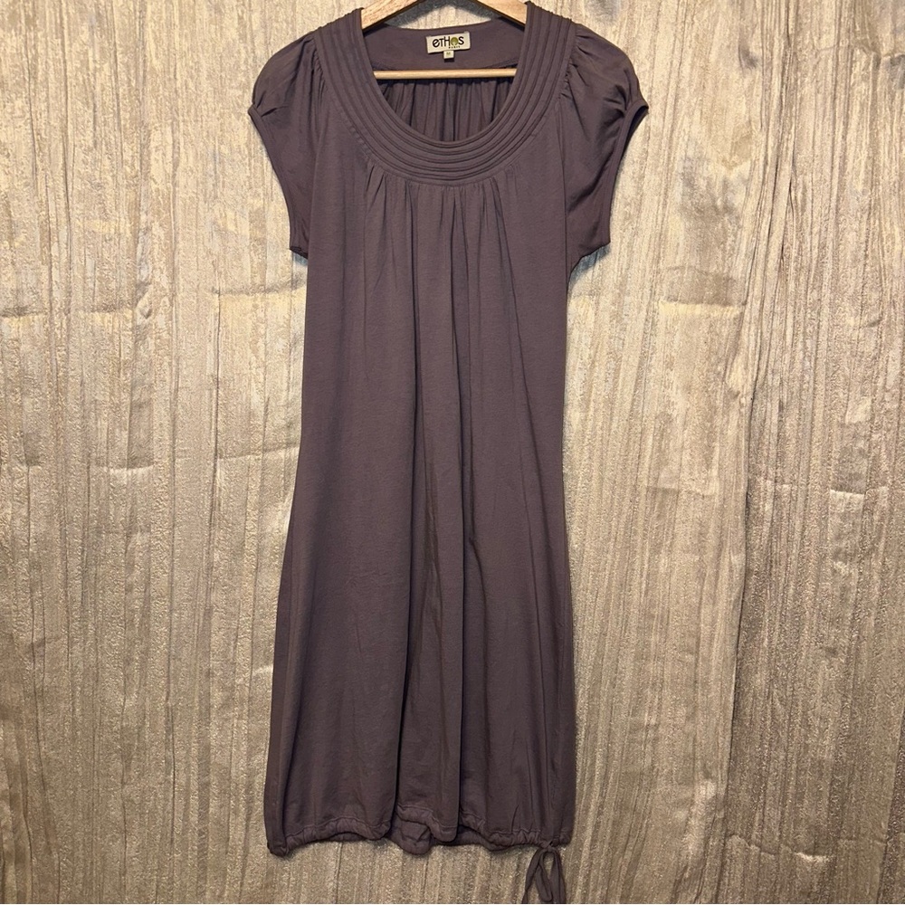 LN Ethos Paris Organic Cotton Drawstring Cinch Hem Bubble Dress {Medium}